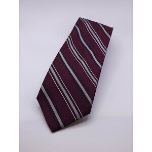 Jos. A. Bank Signature Collection Burgundy & Silver 100% Silk Men's Necktie